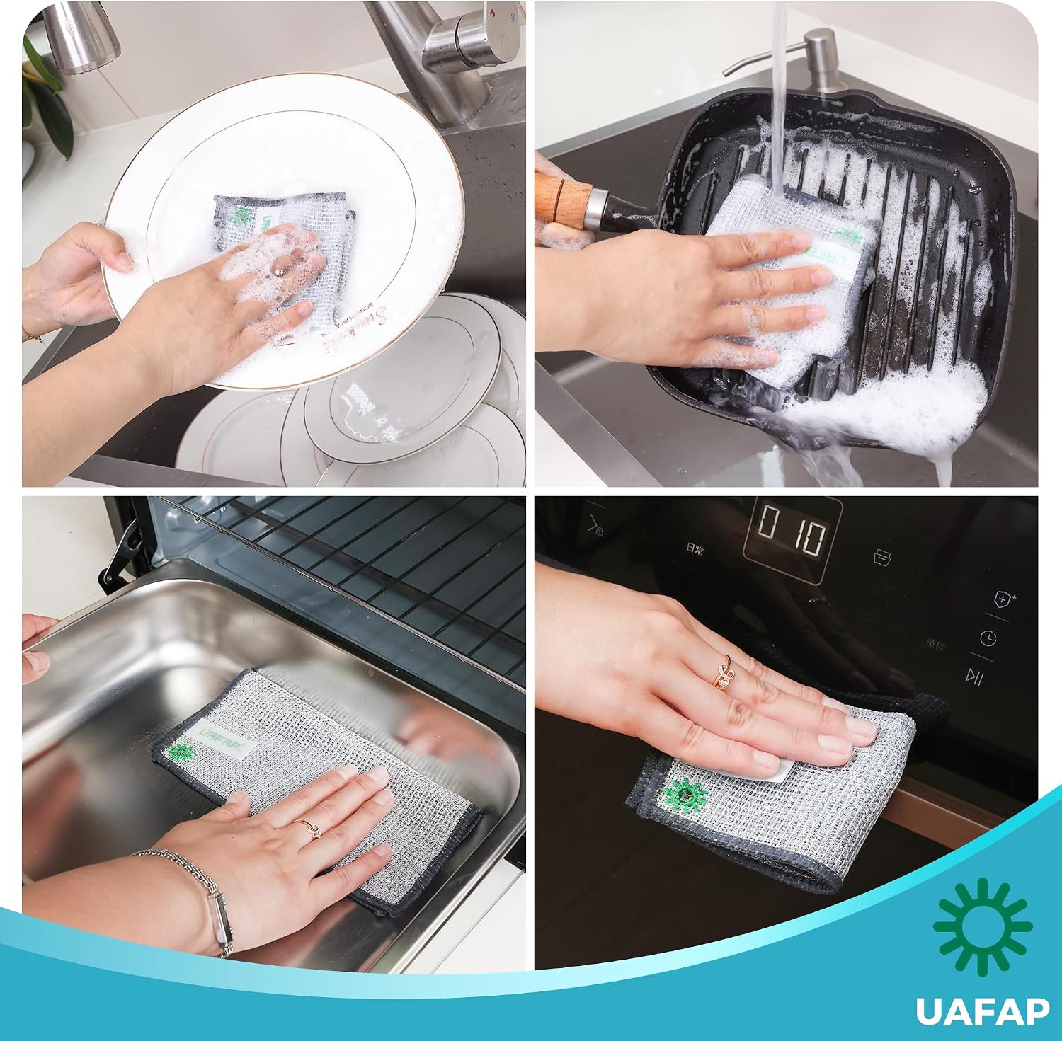 Dish Rags for Washing Dishes,Upgrade 3-Layer,12pcs,7.87“ x 7.87” | non-scratch wire, wet & dry clening, effortlessly strips stuck-on grime, great for cookware, sinks, dishes and stove tops
