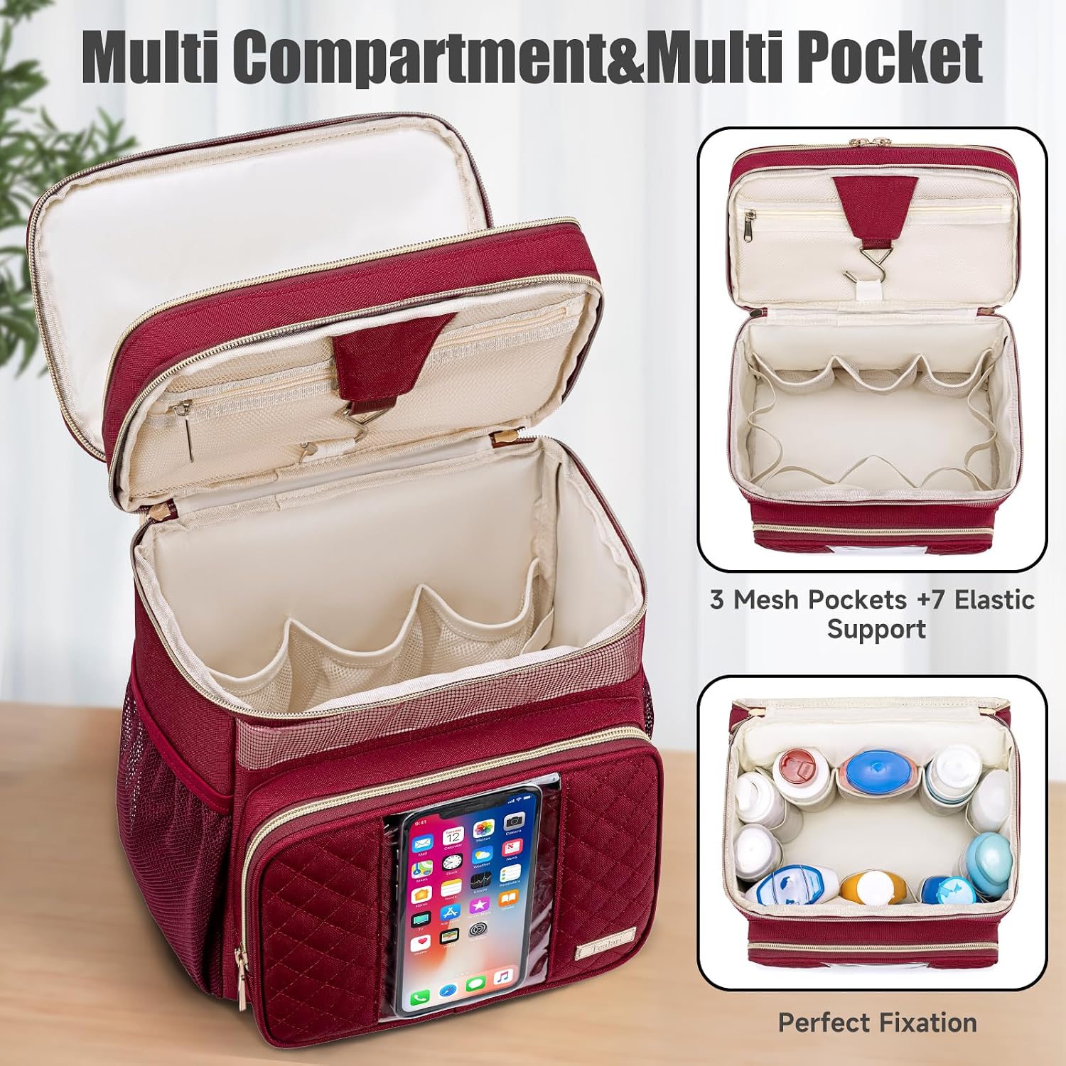 Tealari Large Toiletry Bag for Women Men,Bathroom Bag,Water Resistant Shower Bag,Makeup Bag,Portable Shower Caddy for College Dorm,Hanging Travel Toiletry Bag with Transparent Waterproof Phone Pocket