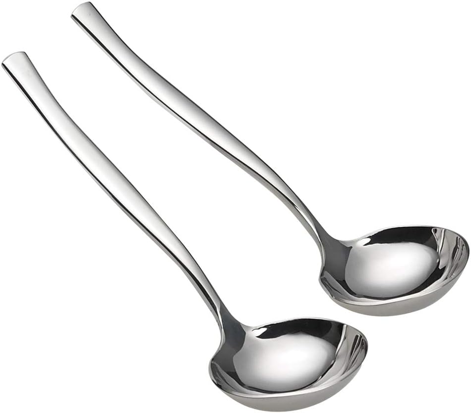 Idotry 2-Piece Stainless Steel Gravy Soup Spoon, Small Gravy Ladle Soup | polished mirror finish, ergonomic handle, easy to clean, ideal for sauces