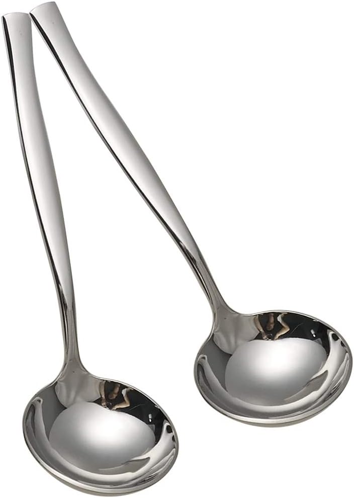 Idotry 2-Piece Stainless Steel Gravy Soup Spoon, Small Gravy Ladle Soup | polished mirror finish, ergonomic handle, easy to clean, ideal for sauces