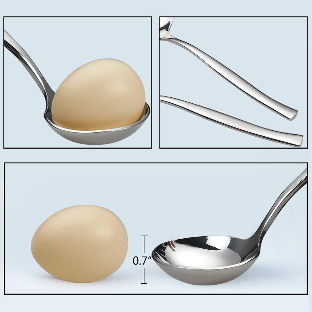 Idotry 2-Piece Stainless Steel Gravy Soup Spoon, Small Gravy Ladle Soup | polished mirror finish, ergonomic handle, easy to clean, ideal for sauces