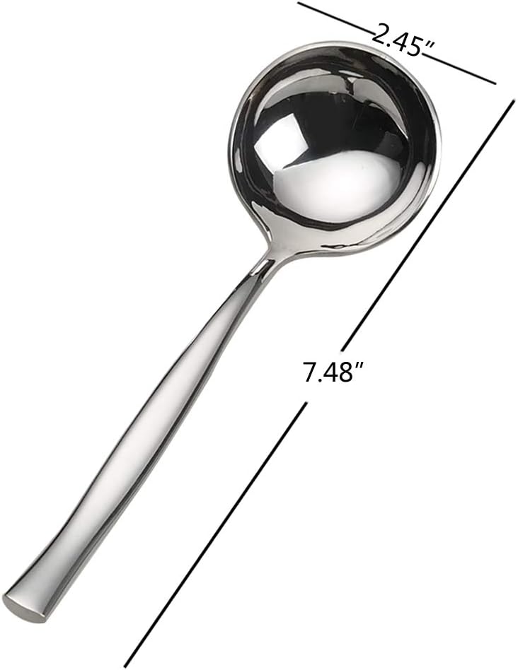 Idotry 2-Piece Stainless Steel Gravy Soup Spoon, Small Gravy Ladle Soup | polished mirror finish, ergonomic handle, easy to clean, ideal for sauces