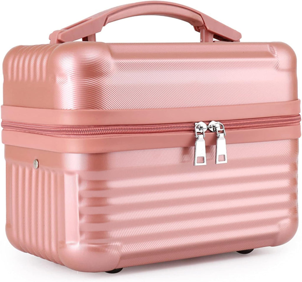 Large Capacity Hard Shell Portable Cosmetic Case,Train Box Cosmetic Storage Bag Makeup Bag with Brush Organizer Travel Bag Case for Women Gift(Pink)