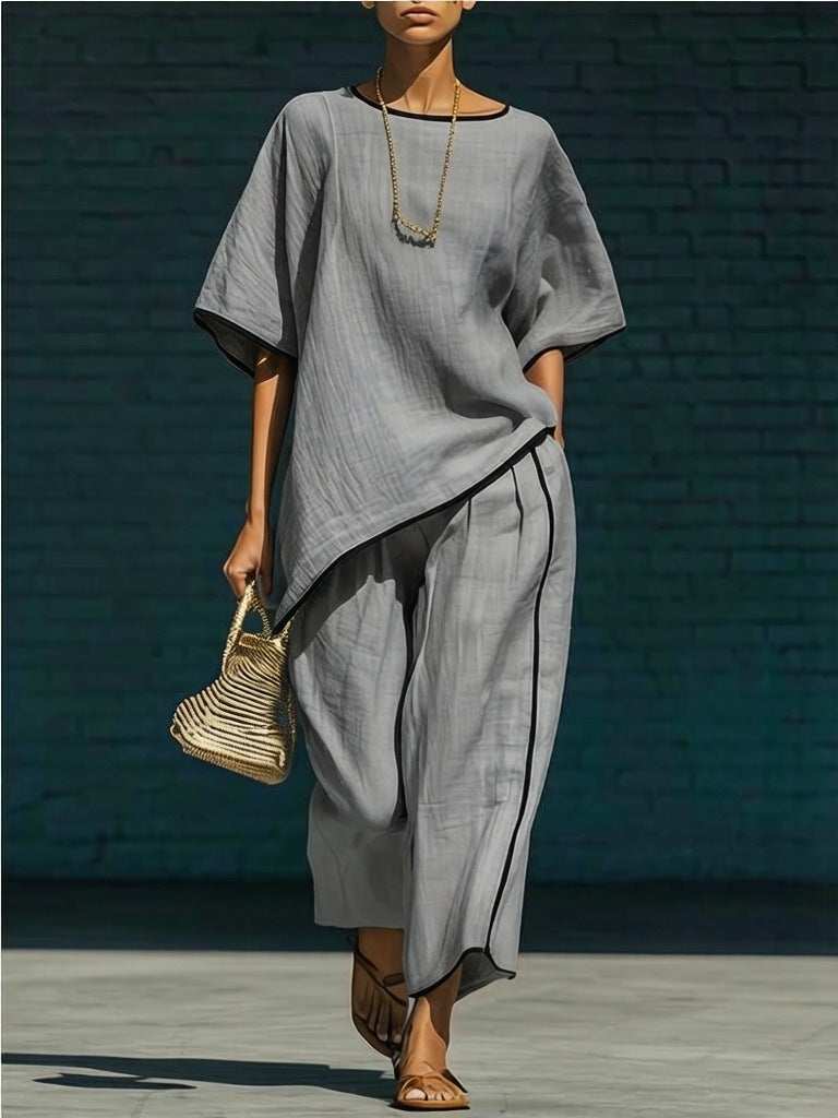 Casual Resort-Style Fashionable Loose Two-Piece Set For Women