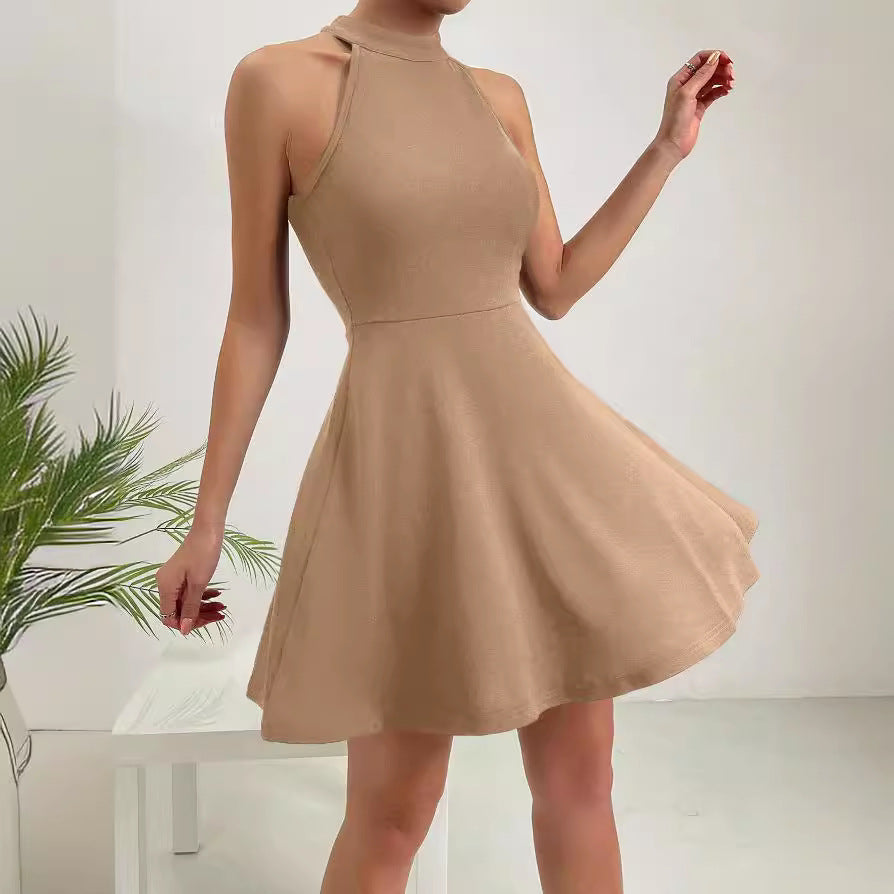 The 'Riviera-Grace' High-Waist Halter Dress