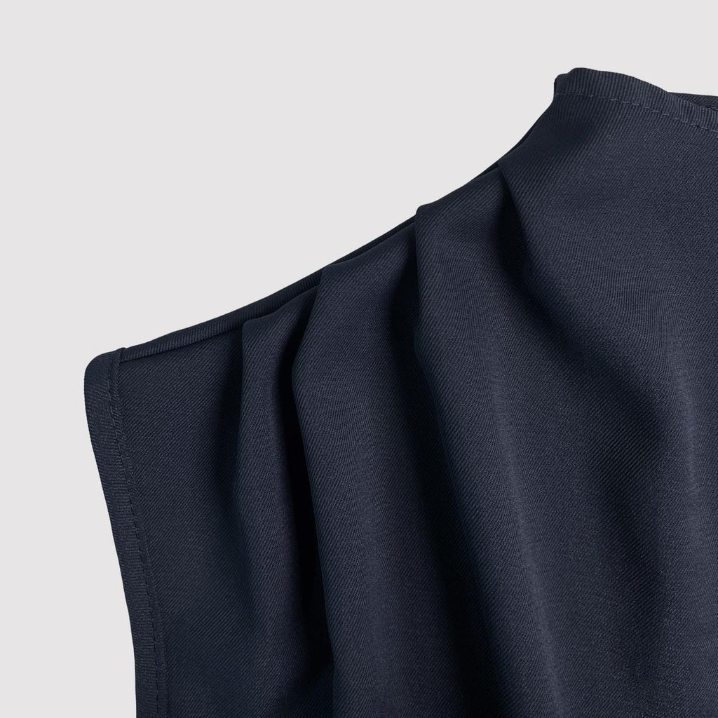 The 'Timeless-Elegance' Draped High-Neck A-Line Dress