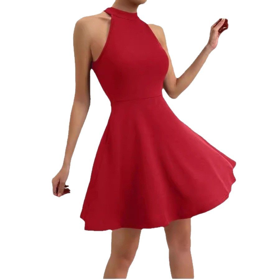 The 'Riviera-Grace' High-Waist Halter Dress